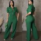 Personalized line splicing short sleeved sports fitness jumpsuit