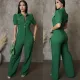 Personalized line splicing short sleeved sports fitness jumpsuit