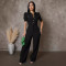 Personalized line splicing short sleeved sports fitness jumpsuit