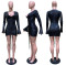 Sexy low cut flared sleeve drawstring tied dress