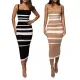 Sexy and fashionable striped shoulder strap one neck strapless dress