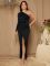 Single shoulder long sleeved slit waist bag and hip sequin dress