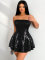Sleeveless strapless waist cinching slim fit sequin dress