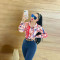 Sexy temperament, casual fashion, printed button up long sleeved stand up collar shirt