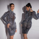 Fashion women's V-neck long sleeved short dress long skirt new