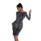 Fashion women's V-neck long sleeved short dress long skirt new