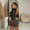 Fashion women's pearl deep V-long sleeved dress short