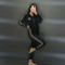 Fashionable outdoor embossed embroidered zipper jacket set