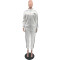 Fashionable outdoor embossed embroidered zipper jacket set