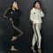 Fashionable outdoor embossed embroidered zipper jacket set