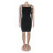 Hot stamping backless strap pleated hip hugging dress