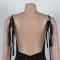 Hot stamping backless strap pleated hip hugging dress