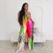 Printed neck strap open back slim fit jumpsuit