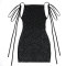 Hot stamping backless strap pleated hip hugging dress