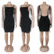 Hot stamping backless strap pleated hip hugging dress
