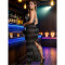 Fashion women's lace rhinestone deep V-sleeveless dress