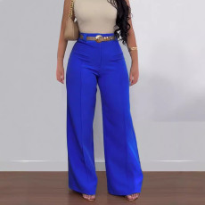 Casual solid color pants for women, excluding belt