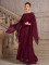 New Solid Color Shawl Sleeve Round Neck European and American Belt Chiffon Elegant Banquet Evening Dress