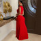 Fashion women's sleeveless deep V-slit dress