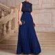 New solid color sequin backless sleeveless pleated European and American sequin lace up slim fit
