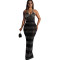 Fashion women's lace rhinestone deep V-sleeveless dress