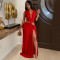 Fashion women's sleeveless deep V-slit dress