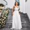New solid color sequin suspender V-neck European and American elegant backless slim fit chiffon banquet evening dress