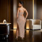 Fashionable women's rhinestone split dress long skirt