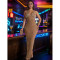 Fashion women's lace rhinestone deep V-sleeveless dress