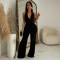 Fashion women's sleeveless deep V-jumpsuit pants
