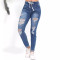 Fashionable slim fit trend solid color denim shorts