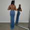 ashionable and sexy mesh rhinestone dress with transparent sleeveless slim fit long skirt