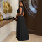 Fashion women's sleeveless deep V-slit dress