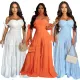 One shoulder strapless solid color loose wide leg pants for women