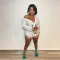 Fashionable V-neck short long sleeved top paired with slim fit, hip hugging short fit, slim fit two-piece set
