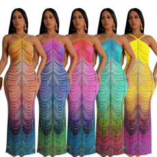 New Fashionable and Sexy Slimming Hip hugging Dress with Hot Stamping and Long Skirt