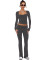 Solid color fashion low neck long sleeved sexy low waist flared pants two-piece set
