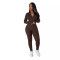 New milk silk fleece casual zipper sports jumpsuit