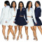 Fashionable casual suit collar fake two-piece top pleated skirt
