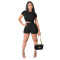 Pit stripe high elastic thread short sleeved shorts set