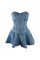 Sleeveless fashion temperament denim sexy spicy girl A-line mini dress