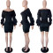 New slim fit bubble sleeve one shoulder V-neck dress
