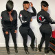 New autumn and winter jumpsuit with thick and warm letter stickers, long sleeved jumpsuit
