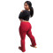 Autumn and winter warm mid waist slightly flared long pants with wide legs