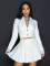 Fashionable casual suit collar fake two-piece top pleated skirt