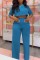 Solid color short sleeved wide leg pants two-piece set