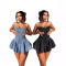 Sleeveless fashion temperament denim sexy spicy girl A-line mini dress
