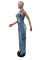 Slim fit elastic wash denim jumpsuit straight leg jumpsuit