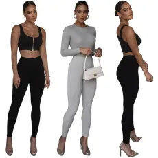 Fashionable and sexy slim fit ribbed casual pants
