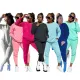 Autumn and Winter Solid Color Cotton Drawstring Pocket Sport Two Piece Set